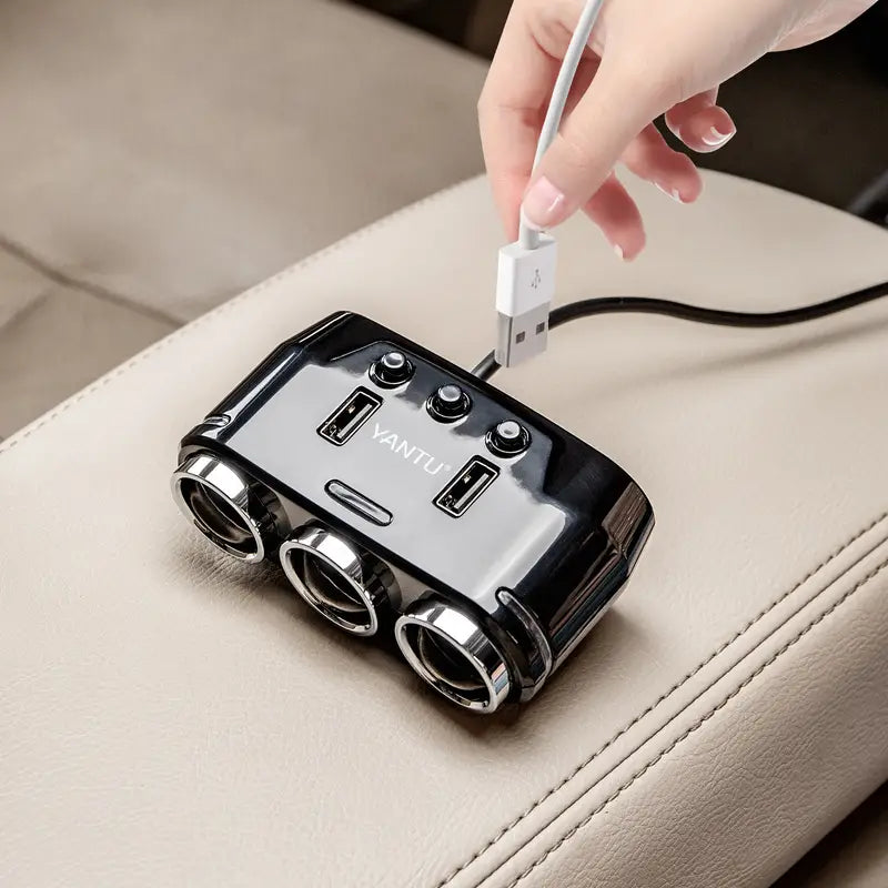 3-Socket Rapid Car Charger with LED Voltage Display