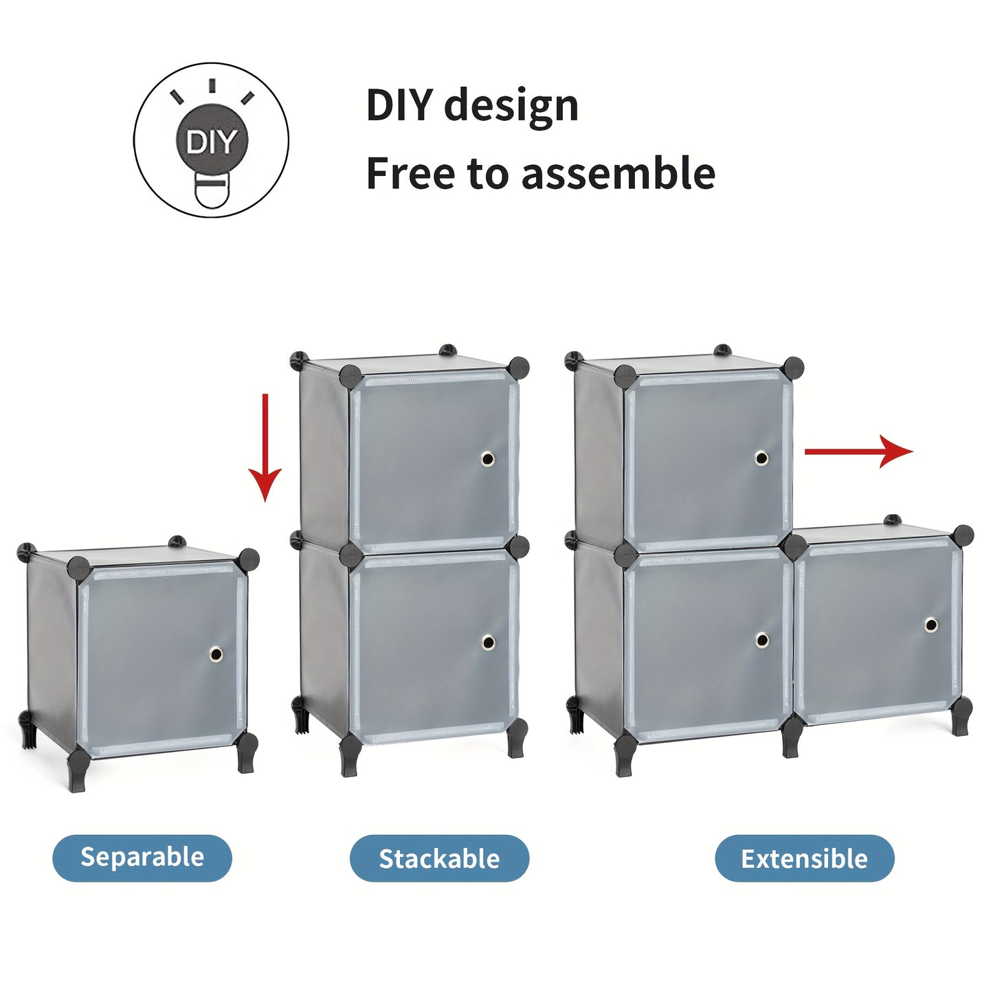 6-Cube Portable Clothes Storage Organizer Wardrobe Cabinet with Doors