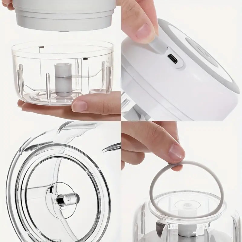 250ml Capacity, Compact Garlic Mincer - USB Rechargeable Kitchen Cooking Machine for Multi-Scene Use