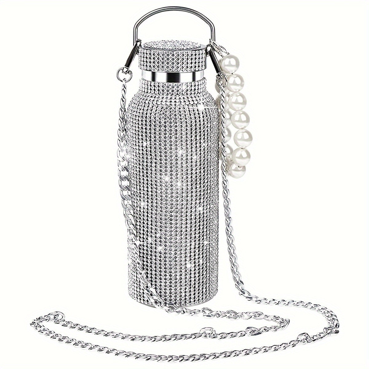 1pc Sparkling Diamond Stainless Steel Insulated Bottle