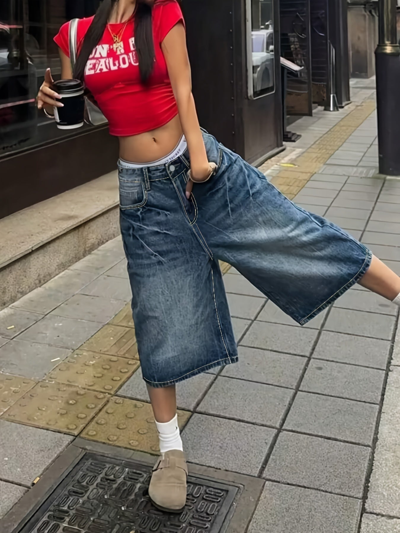 Women's Vintage Washed Blue Jeans Shorts