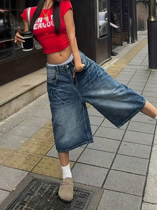 Women's Vintage Washed Blue Jeans Shorts