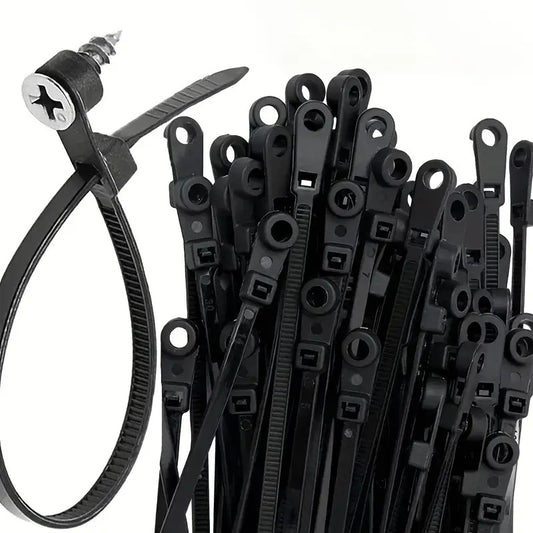 100pcs Heavy-Duty Nylon Cable Ties with Screw Mounting Holes