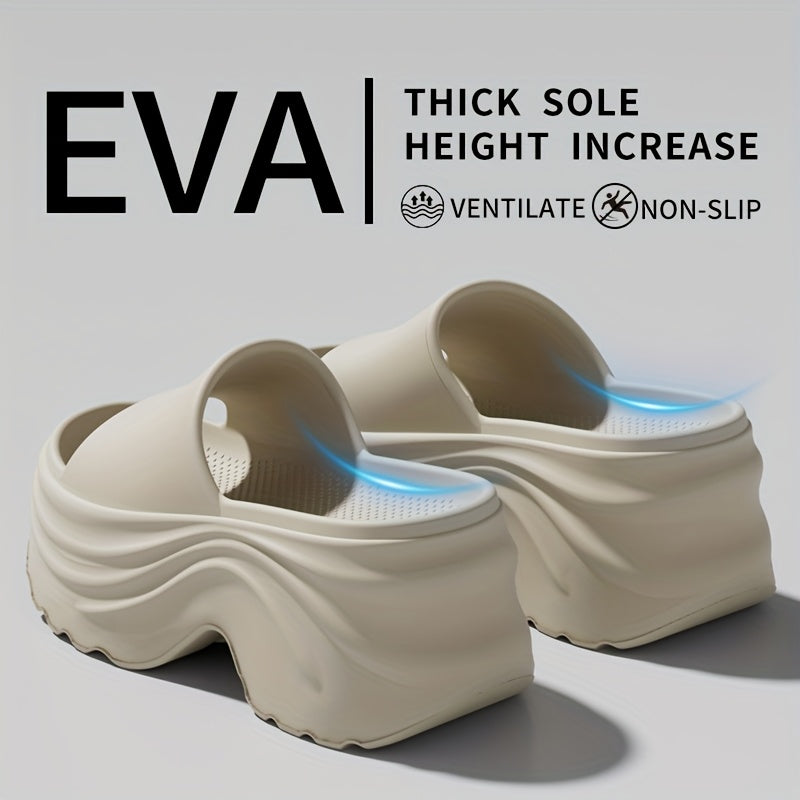 Women's Thick Bottom Elegant Slippers, Thick Bottom Cushion Fashion Open Toe Slippers