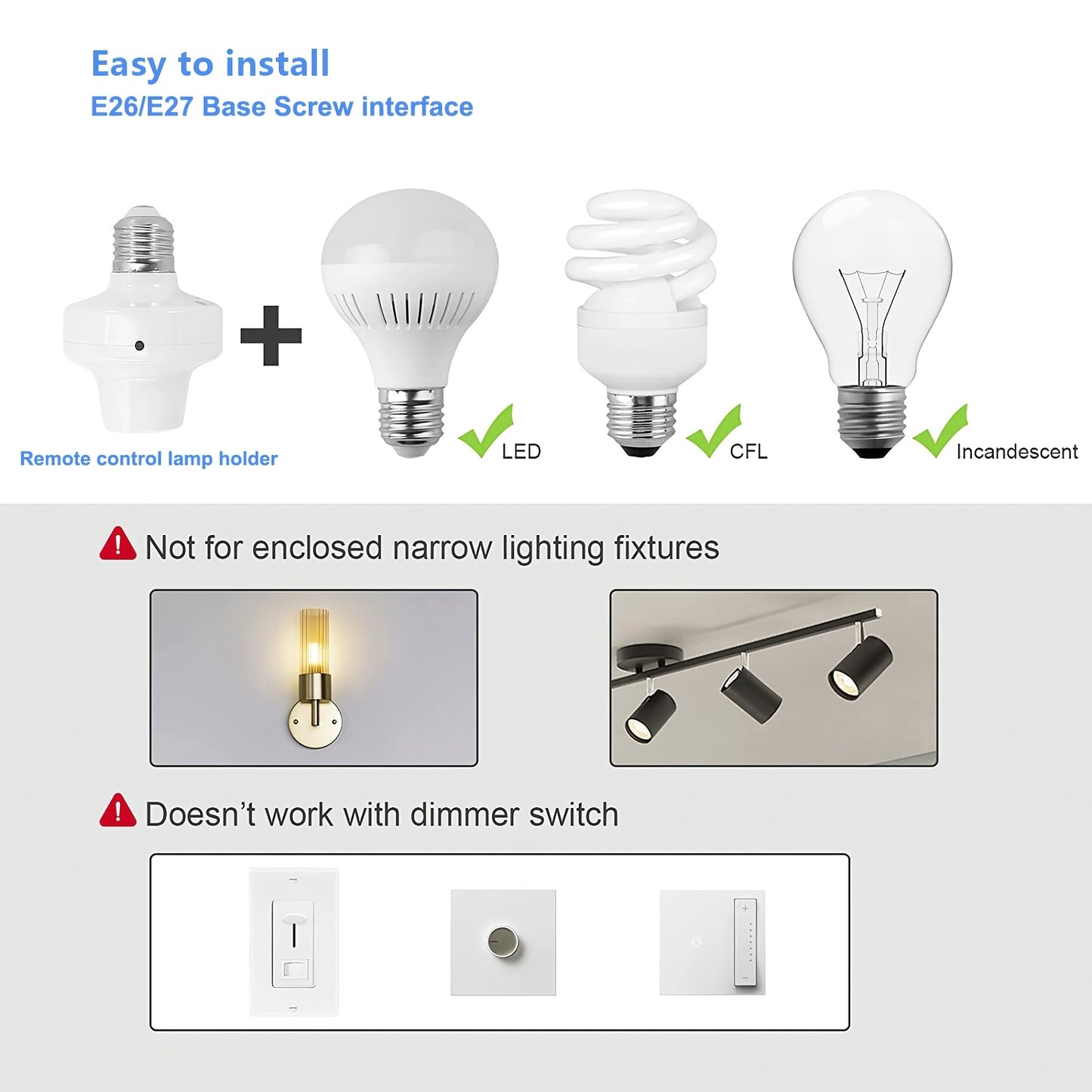 1 Sets  433Mhz Wireless Remote Control Light Socket with Timer – E26/E27