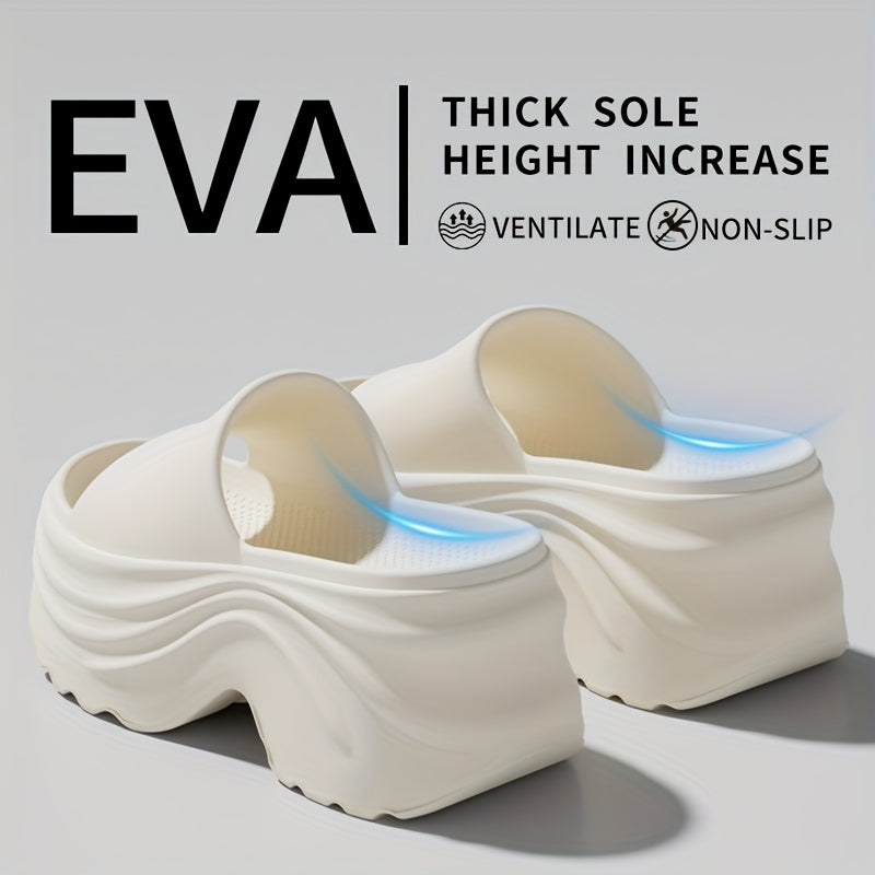 Women's Thick Bottom Elegant Slippers, Thick Bottom Cushion Fashion Open Toe Slippers