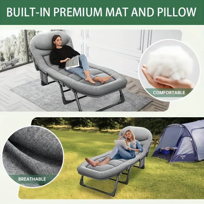 Modern Folding Bed with Manual Reclining Mechanism & Solid Backrest