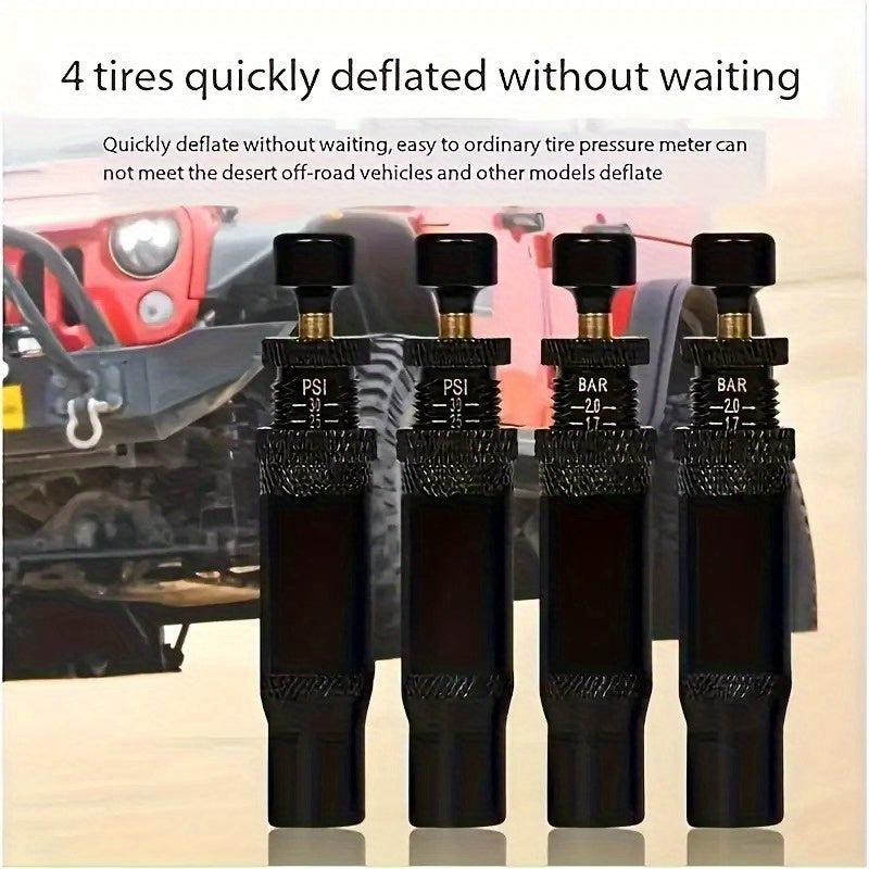 4pcs Heavy-Duty Adjustable Tire Deflator/Inflator Valve Kit