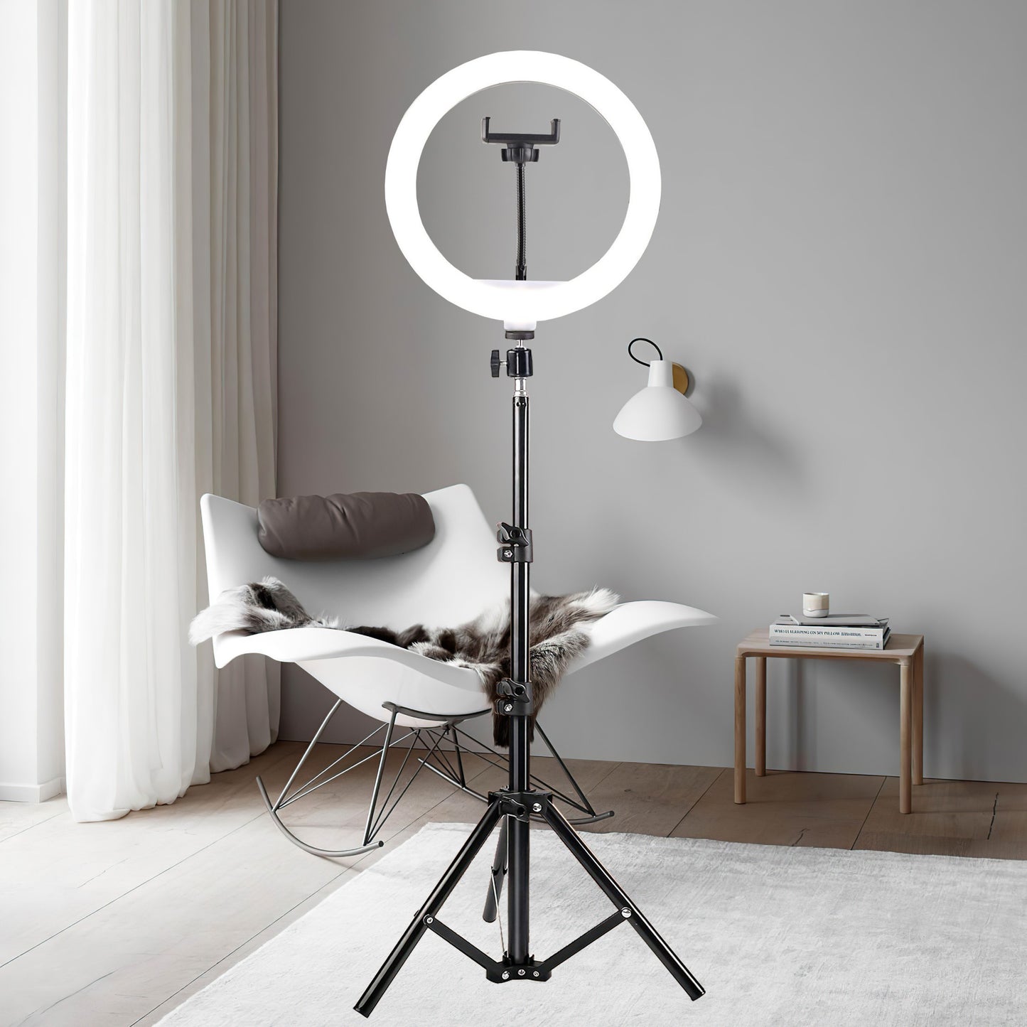 10-inch LED Selfie Ring Light with Adjustable Tri-Color, 43-inch Tripod & Phone Holder, USB Powered