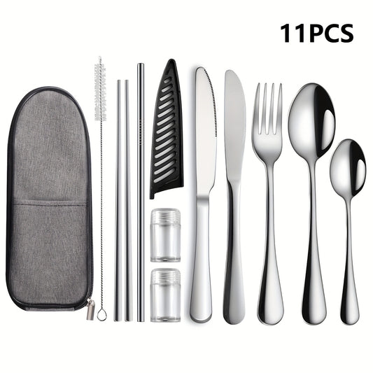 11pcs portable travel cutlery set