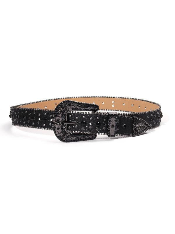 Punk Style Rhinestone Decorated PU Buckle Belt
