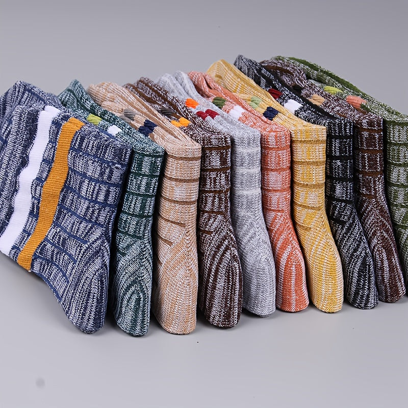 15-Pair Men's Vintage Ethnic/tribal pattern Mid-Calf Socks