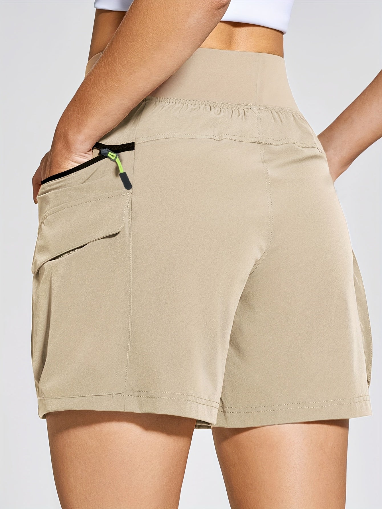Women'S 6-Inch High-Waisted Elastic Multi-Pocket Cargo Shorts