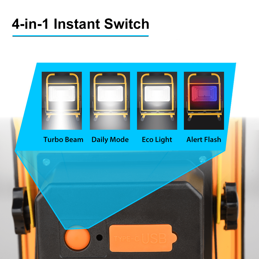 100W Rechargeable LED Floodlight - Portable Outdoor Emergency Lamp