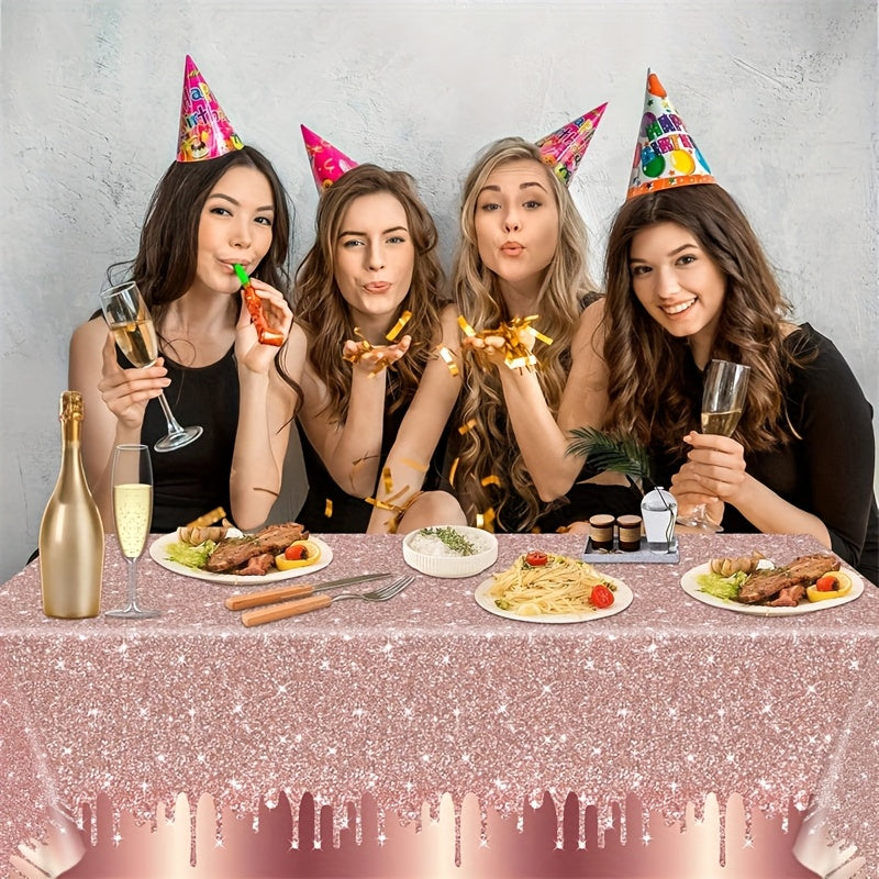 10pcs Rose Golden Birthday Party Tablecloth