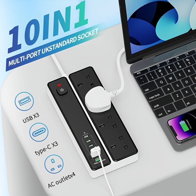 10-in-1 Power Strip with USB Ports