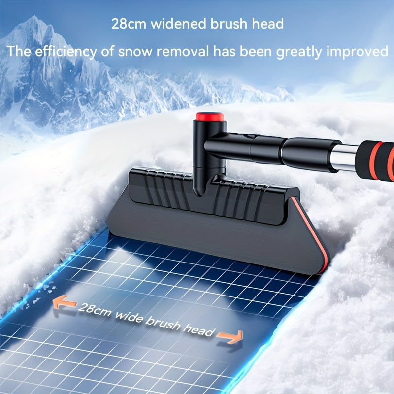 Heavy-Duty Multi-Functional Car Ice Scraping Shovel with Telescopic Handle & Rotating Brush Head