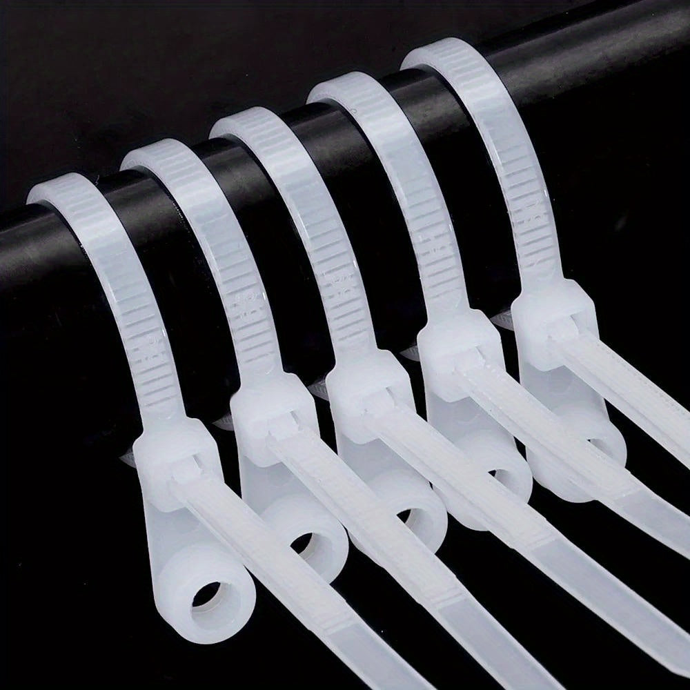 100pcs Heavy-Duty Nylon Cable Ties with Screw Mounting Holes
