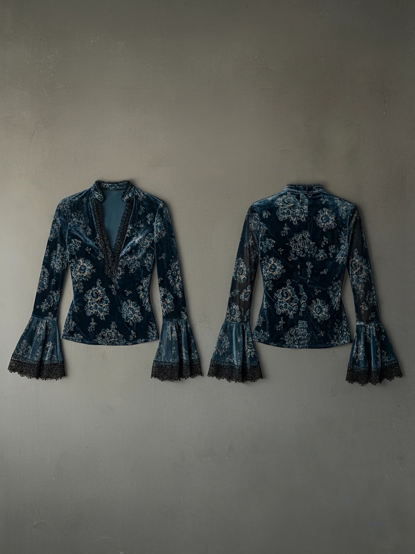 Women's Vintage Velvet Long-Sleeve Shirt