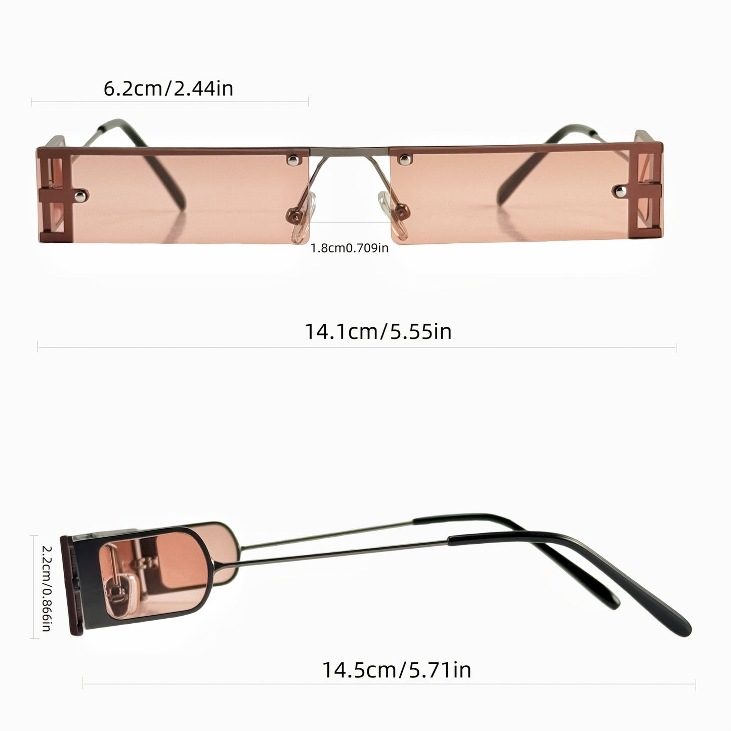 1pc of stylish semi-rimless glasses with rectangular tinted lenses