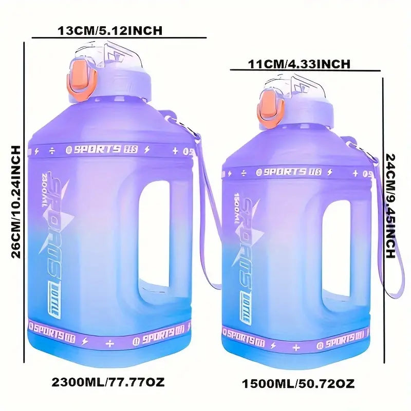 2.3L Gradient Sports Water Bottle with Flip Top, Push Button, Lockable Lid - Portable, Durable, Scratch-Resistant, BPA-Free PC Material for Gym, Travel - Ideal Gift for Valentine's, Thanksgiving, Christmas, New Year