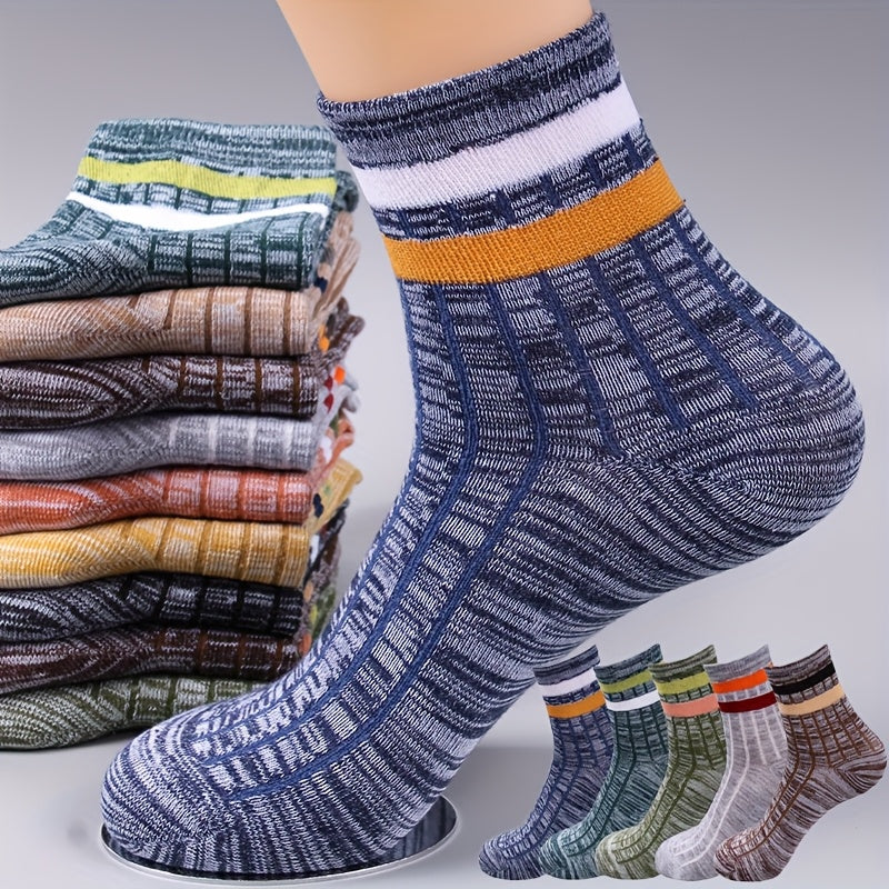 15-Pair Men's Vintage Ethnic/tribal pattern Mid-Calf Socks