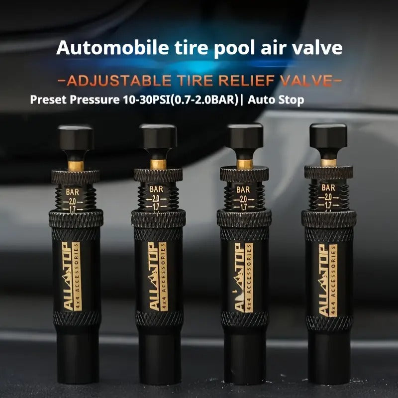 4pcs Heavy-Duty Adjustable Tire Deflator/Inflator Valve Kit