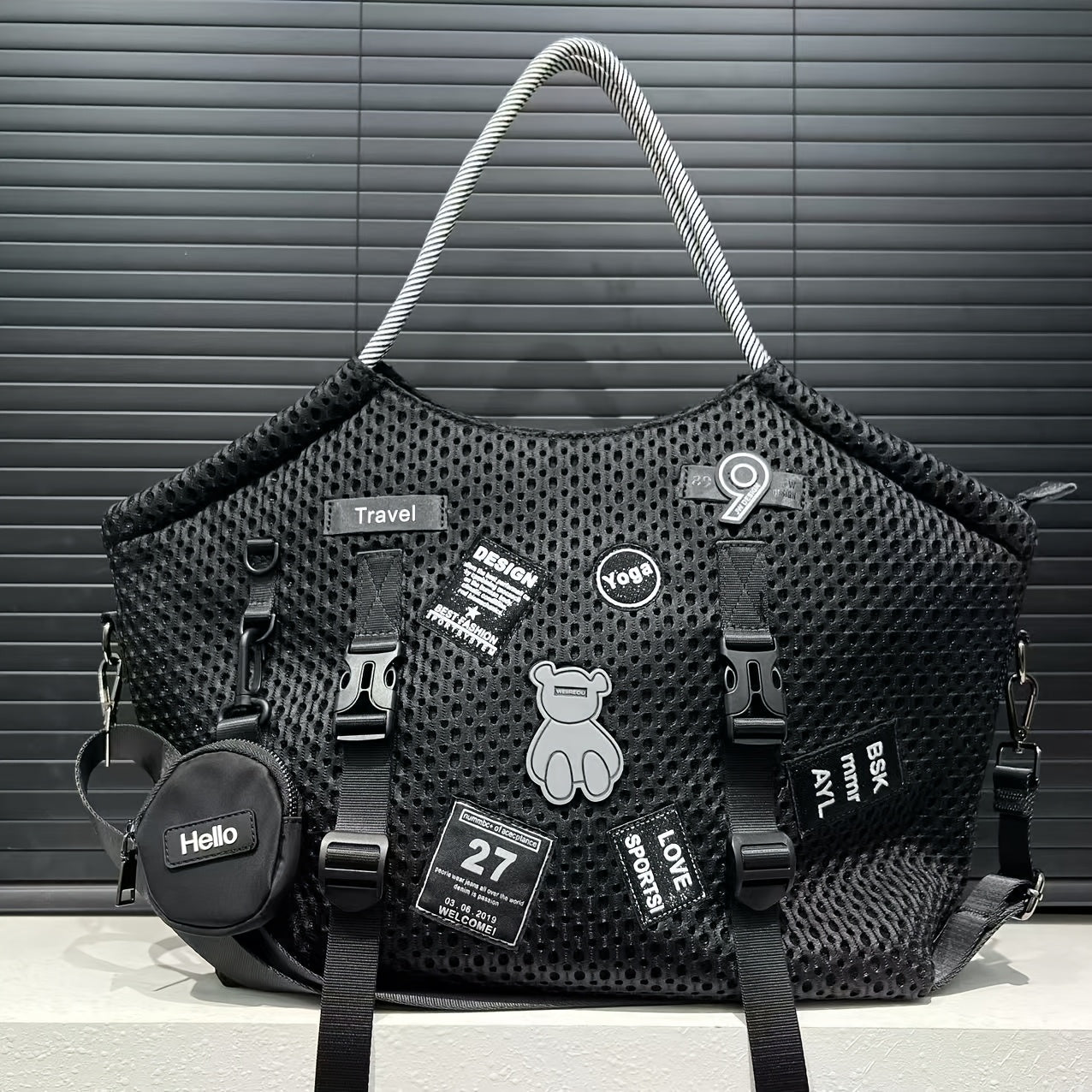 Women'S Stylish Vintage Bear Patch Tote Bag