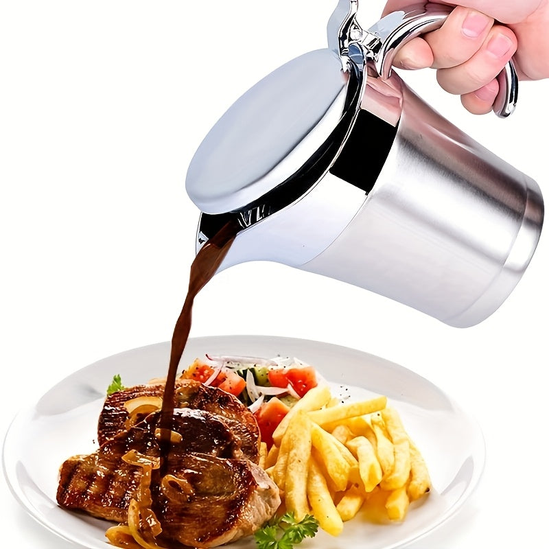 1pc 304 Stainless Steel Double-Layer Insulated Sauce Jug