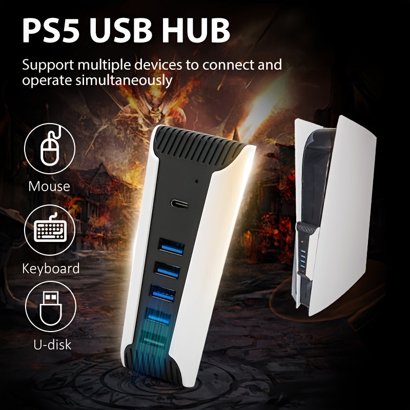 Hub for PS5, USB High-Speed Docking Station Hub and Charger Extender