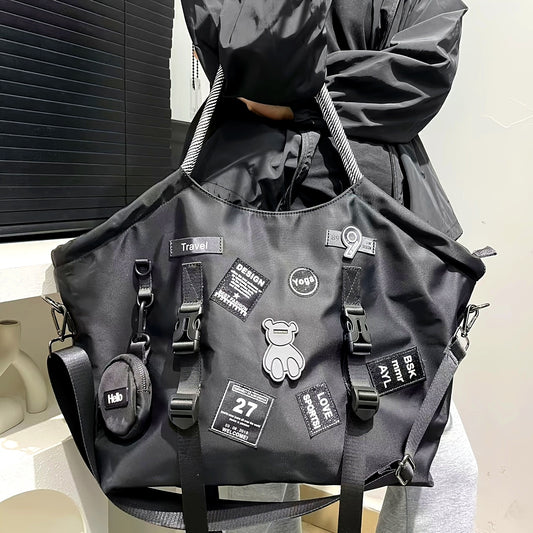 Women'S Stylish Vintage Bear Patch Tote Bag