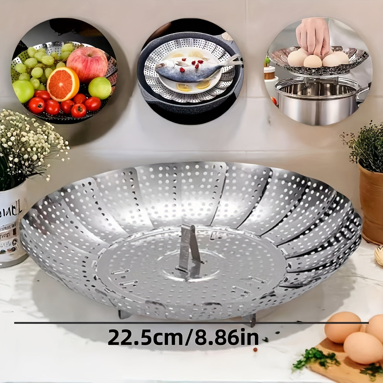 1 Heavy-Duty Folding Steamer Basket