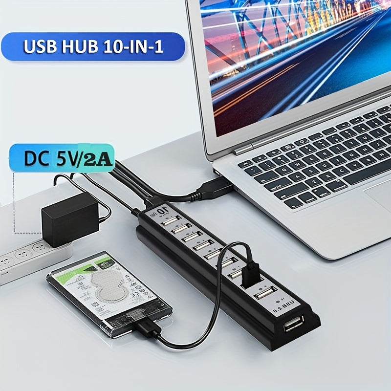 10-Port USB Hub Compatible for PS5/PS4/Xbox/PC/Mac