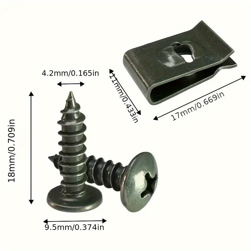 100pcs Car Screw Fastener Base U Clip