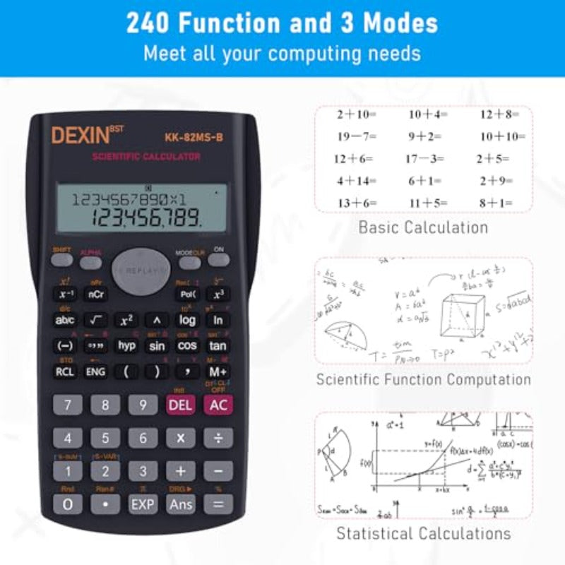 10 Pack Bulk Scientific Calculators with 240 Functions & 2-Line Large Display - 12-Digit HD Screen