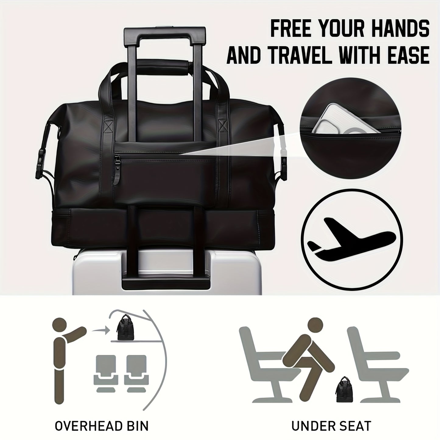 Foldable High Quality Gym Duffel Bag with Shoe Compartment & Wet Pocket