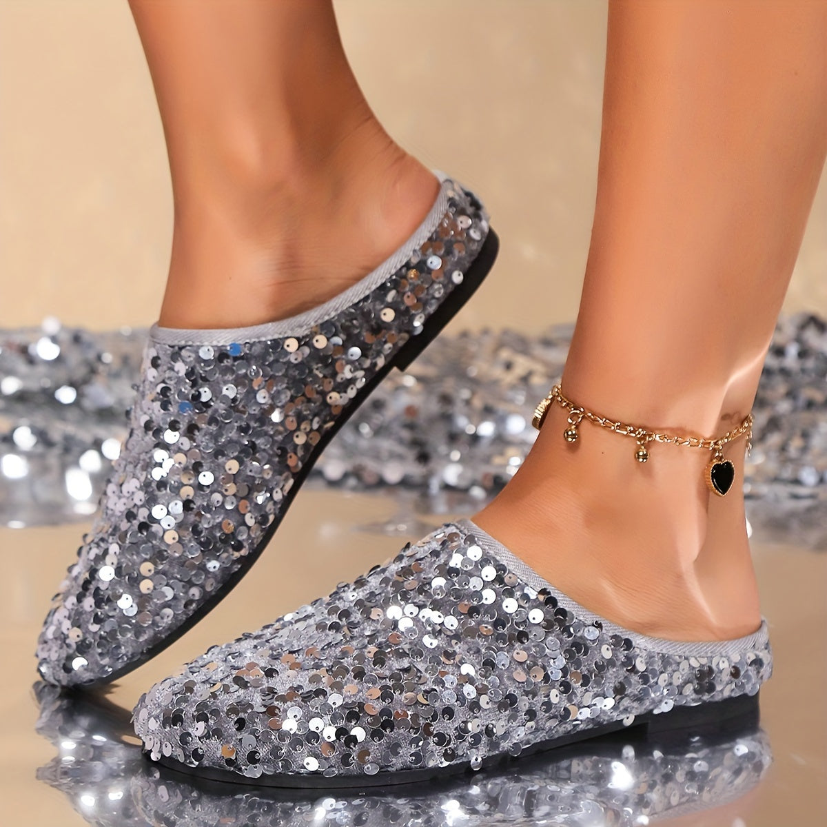 Women's Sequin Half-Slip Flats
