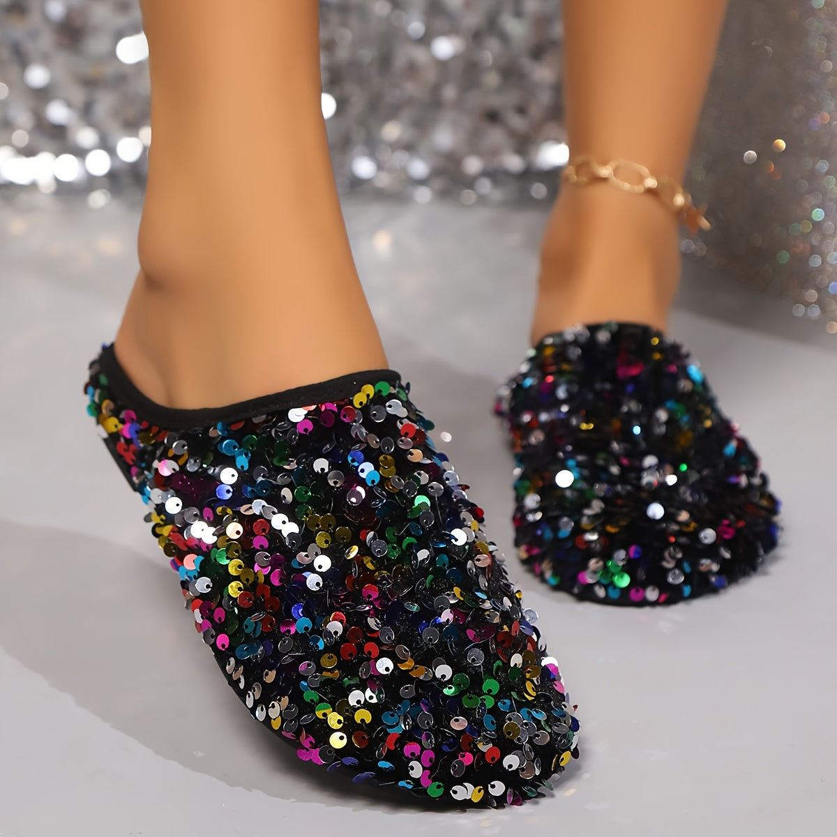 Women's Sequin Half-Slip Flats