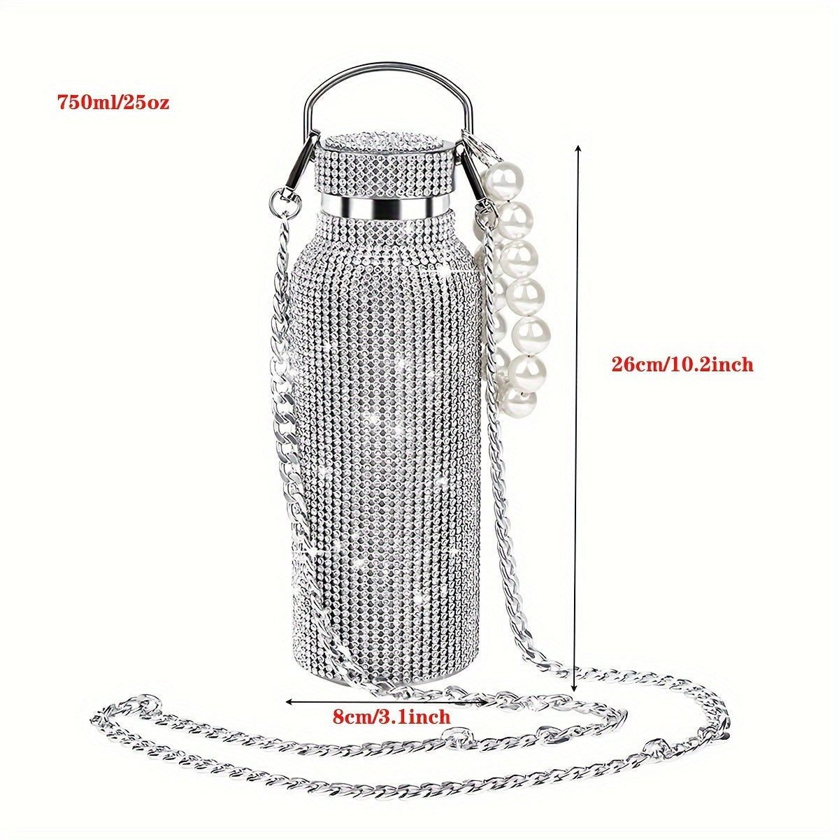 1pc Sparkling Diamond Stainless Steel Insulated Bottle