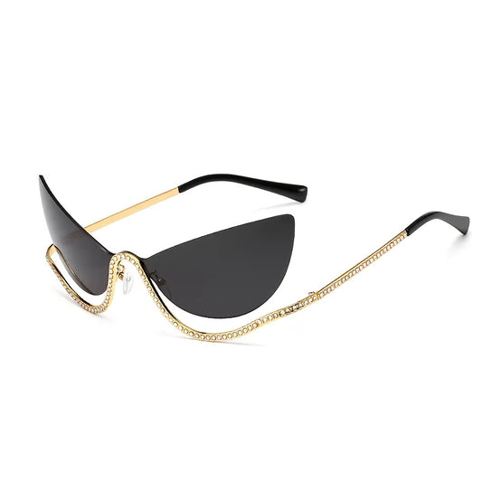 Women's Oversized Cat-Eye Glasses with Rhinestone Accent