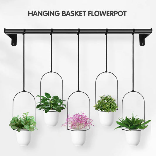 1 Set Expandable & Slide-Out Kitchen Rack with 5 Flower Pots