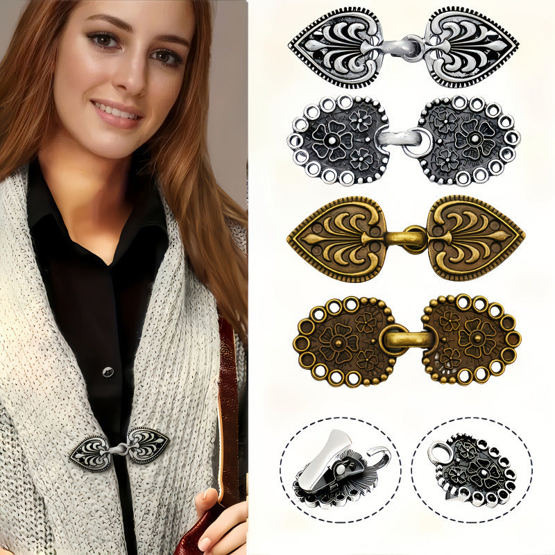 4pcs Vintage Zinc Alloy Sweater Clips, Rotating Sweater Clips