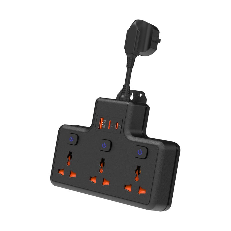 Plug power strip, 3AC individually controlled switch socket