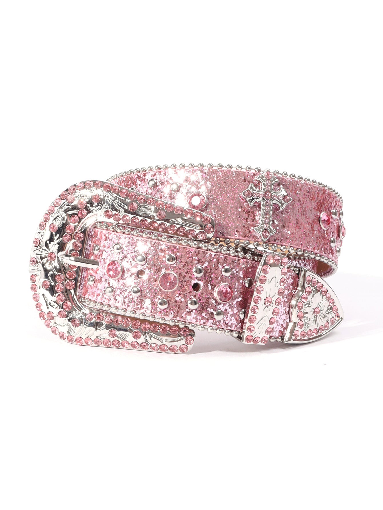 Punk Style Rhinestone Decorated PU Buckle Belt