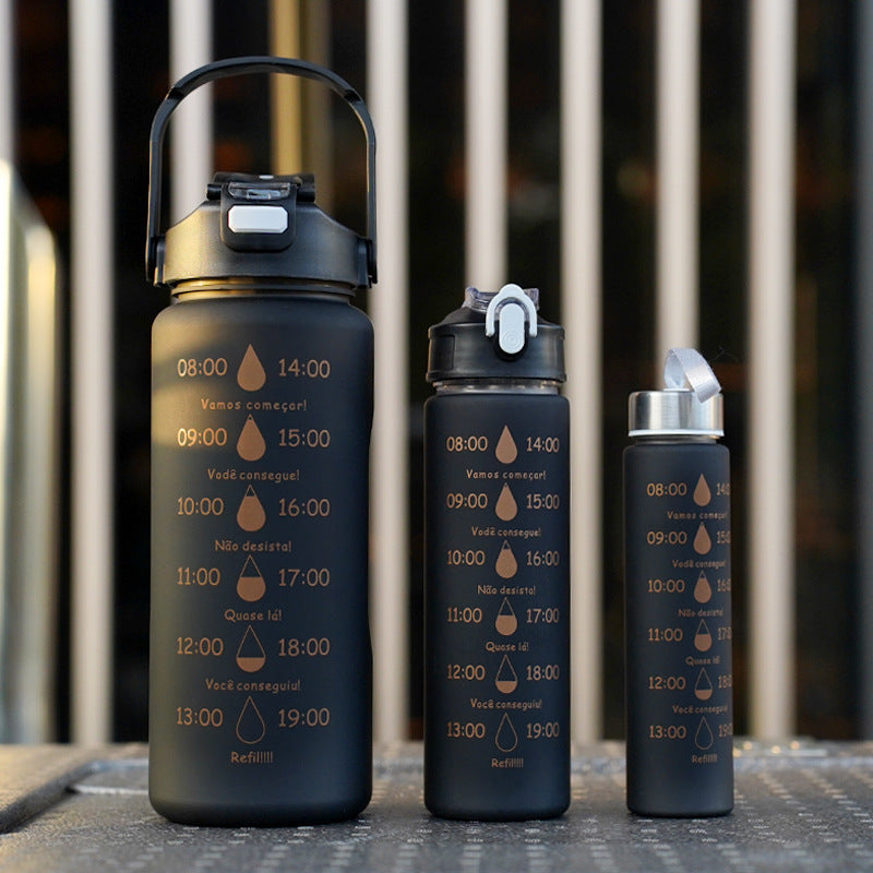 Gradient-colored set of three large-capacity water bottles (space-themed design)