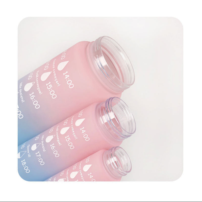 Gradient-colored set of three large-capacity water bottles (space-themed design)