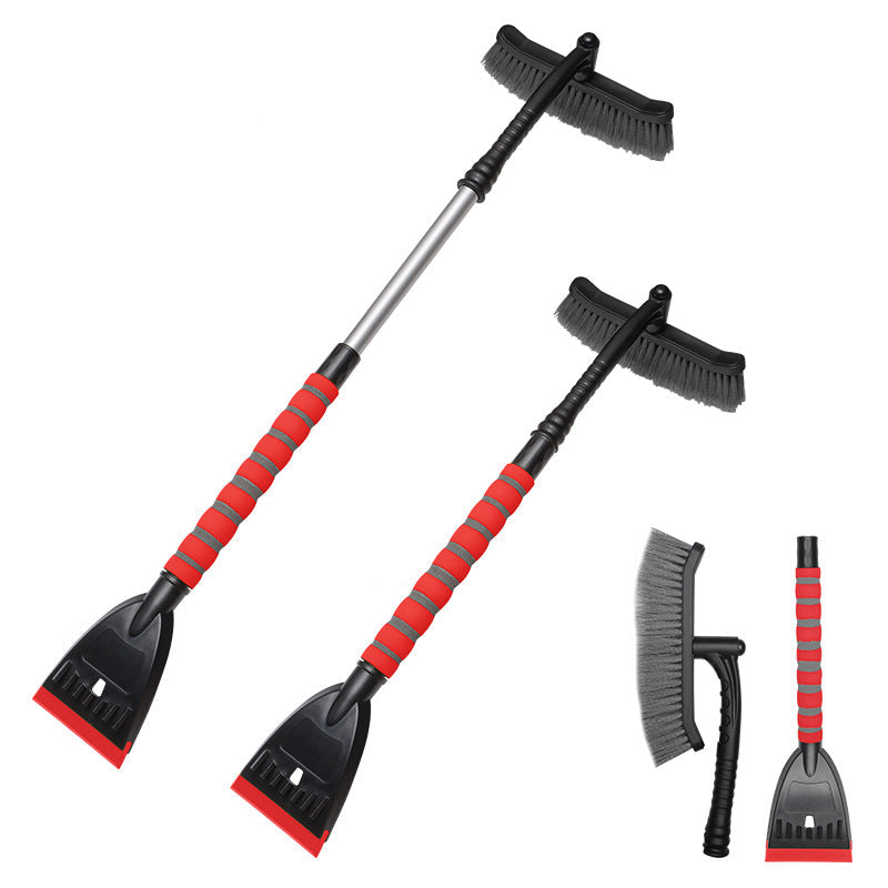 Heavy-Duty Multi-Functional Car Ice Scraping Shovel with Telescopic Handle & Rotating Brush Head
