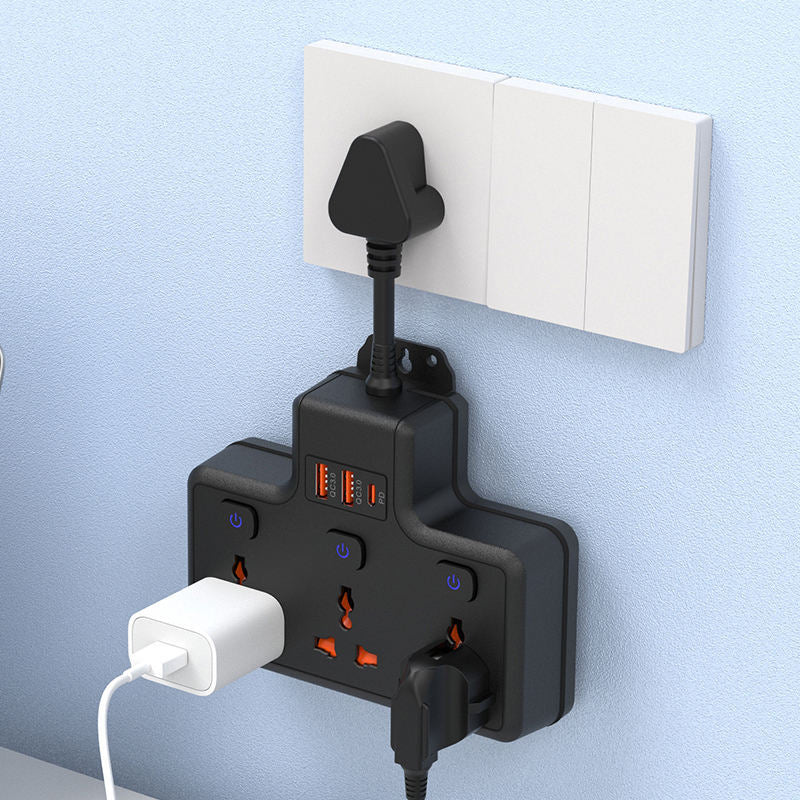 Plug power strip, 3AC individually controlled switch socket