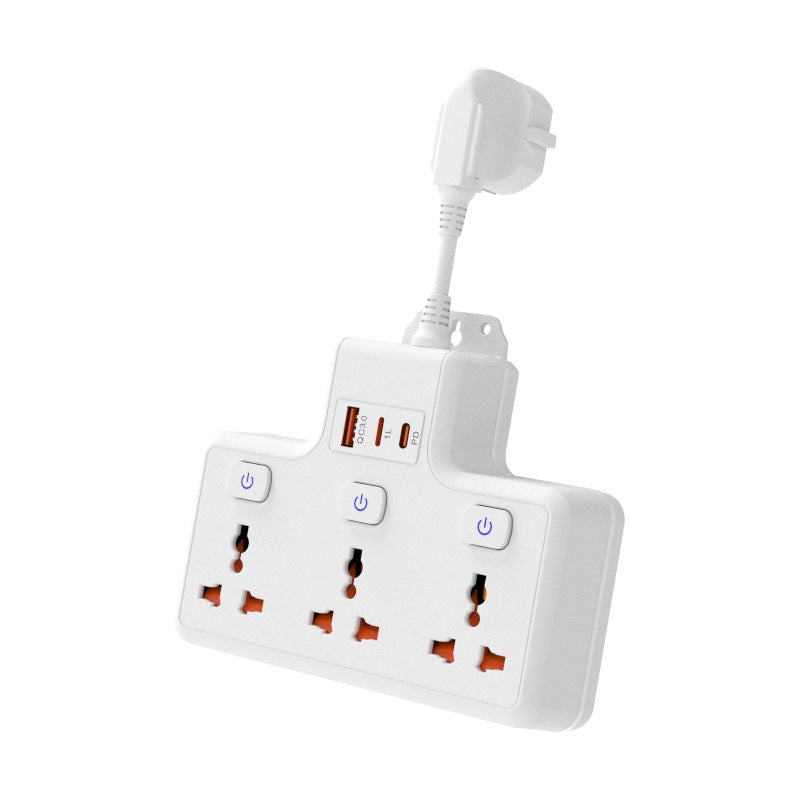 Plug power strip, 3AC individually controlled switch socket