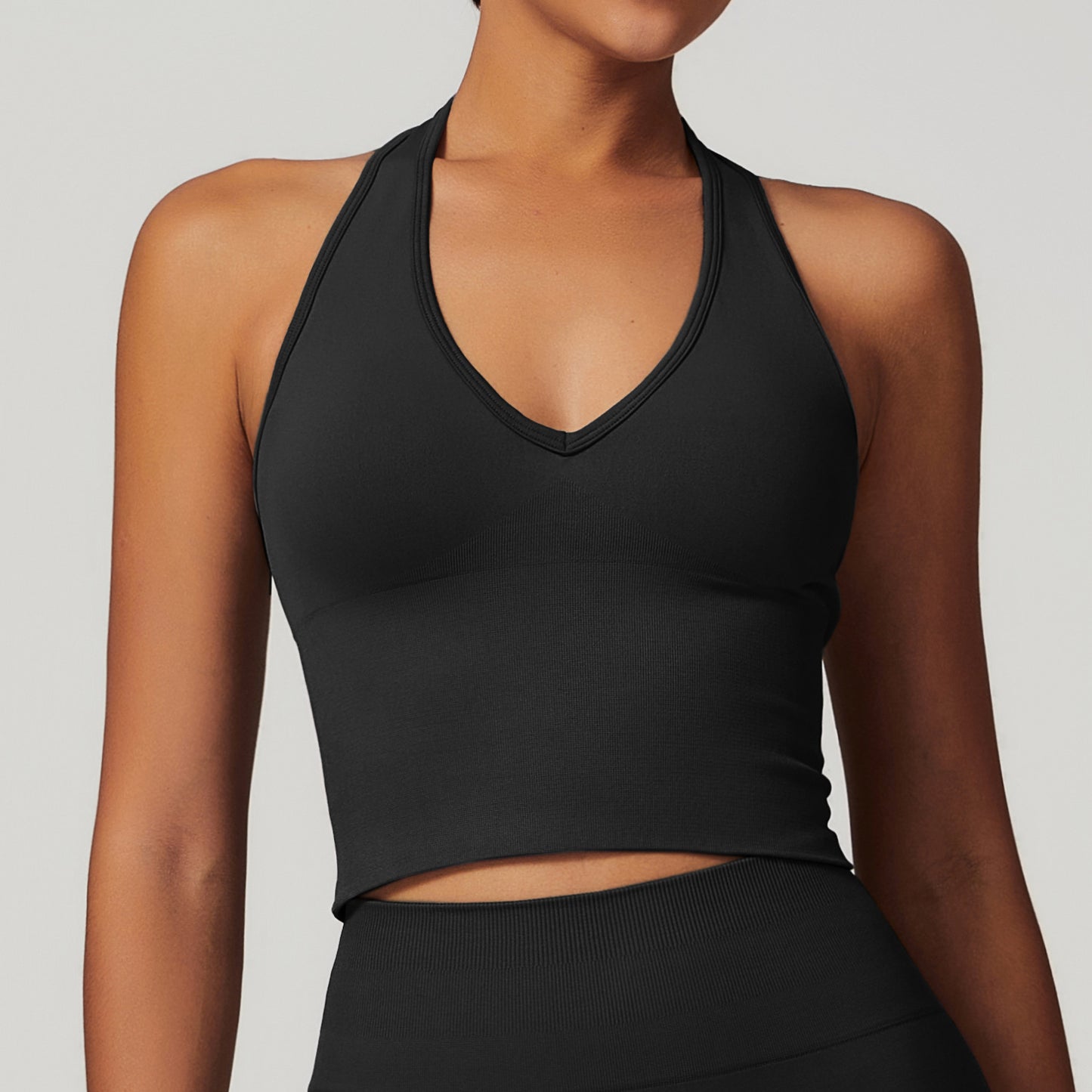 Breathable halter-neck backless yoga bra